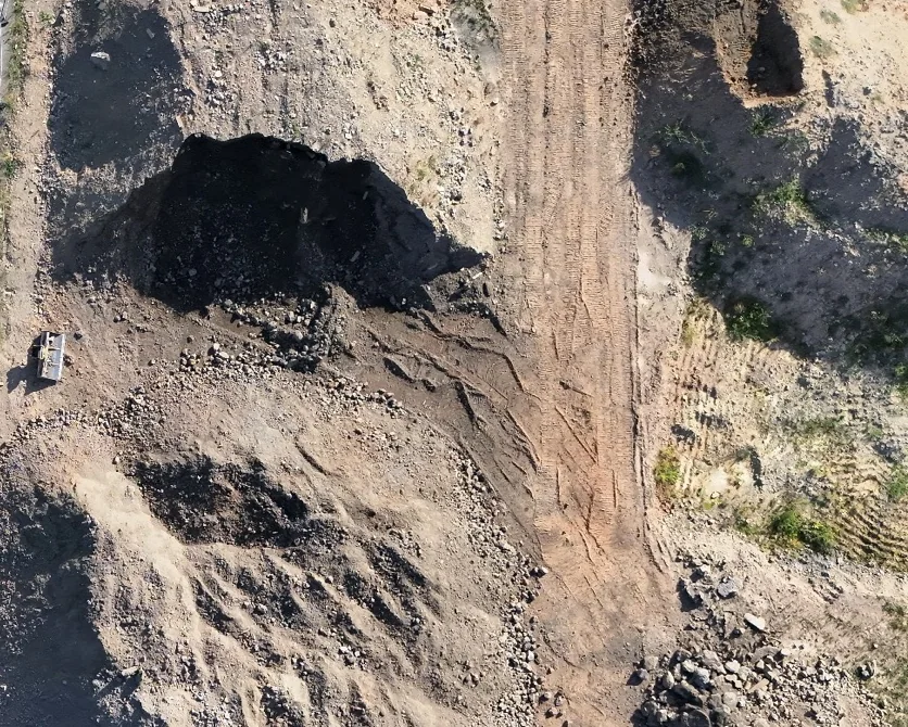 Von BauScan aus der Luft aufgenommene Baustelle im Saarland